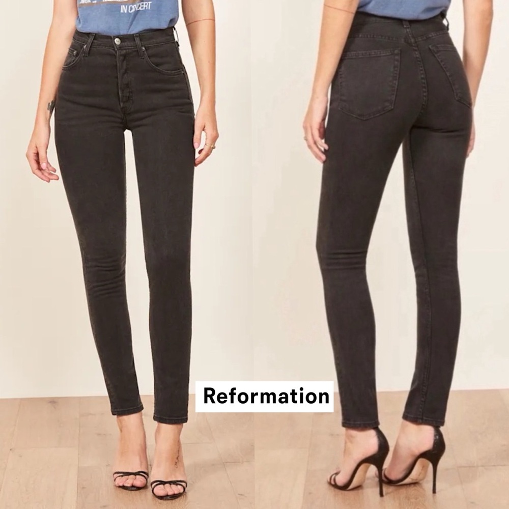 Reformation Serena High Skinny Jeans Argentine Black Wash Size 24 High Rise